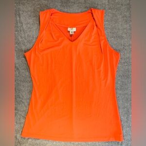 Worthington Bold Orange Sleeveless V-Neck Blouse